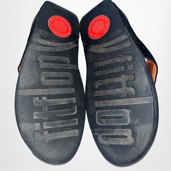 FitFlop Ritzy Crystal Toe Thong Sandals Flip Flops Black Size 8 - Picture 2 of 5